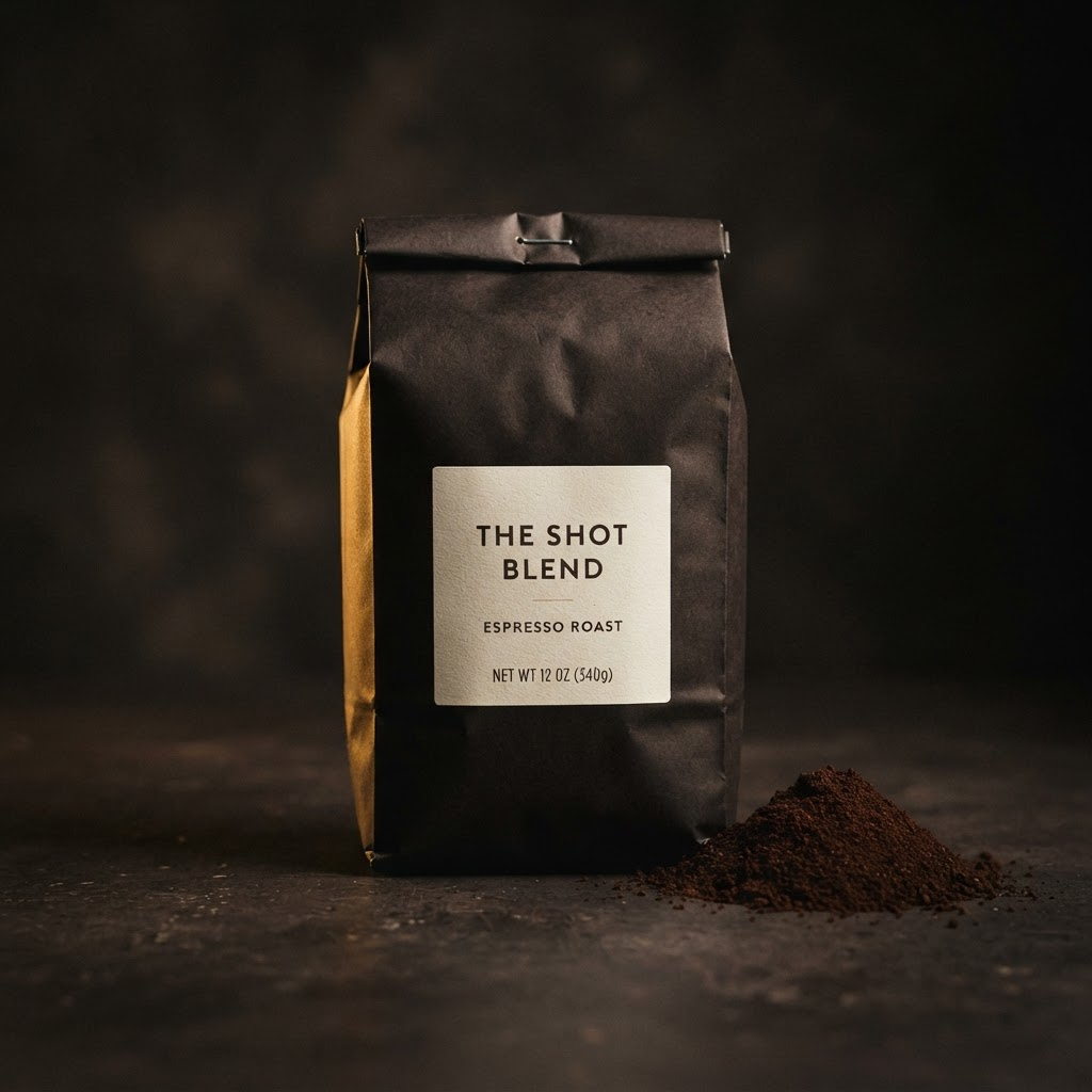 The Shot Blend — Espresso — 70% dark-roast barley · 22% dehusked black malt · 8% roasted chicory